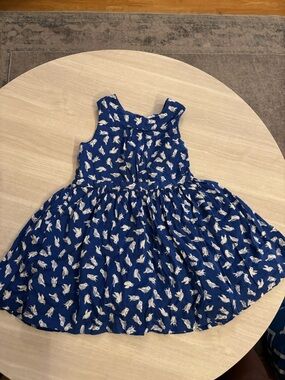 Carter's Blue Sleeveless Cotton Rayon Dress White Birds Novelty Print size 4